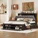Shoe Rack Design Wood Queen Size Platform Bed with Storage Upholstery Headboard and 4 drawers