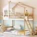 Twin Over Twin Playhouse-inspired Bunk Bed Wood Bed With Ladder,Roof and Windows Design