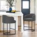 LUE BONA 26 in. Counter Height Fabric Upholstered Low Back Bar Stool Modern Kitchen Island Stool with Black Metal Frame