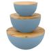 Large Salad Bowl with Lid - Set of 3 Salad Bowls with Wooden Lids, Bamboo Fibre like Melamine Mixing Bowl & Storage Set