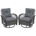 Grey Wicker Outdoor Rocking & Swivel Chair 2-Piece Set with Cushions