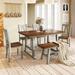 Farmhouse Style 6-Piece Dining Room Table Set, Wood Dining Table Set 4 Chairs and Long Bench for Kitchen Dining Room, Gray