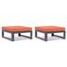 Chelsea Patio Ottoman in Black Aluminum with Cushions Set of 2 by LeisureMod