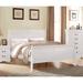 White Transitional Full Sleigh Bed with Center Drawer, Box Spring Required