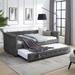 Twin Upholstered Daybed with Trundle - Elegant Design, Tufted Sofa Bed, Printed Fabric