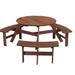 JASIWAY 6-Person Round Outdoor Wooden Picnic Table Dining Set