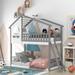 Twin Over Twin Playhouse-inspired Bunk Bed Wood Bed With Ladder,Roof and Windows Design