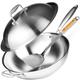 Wok Pan - Non-Stick Stainless Steel Stir Fry Pans With Domed Lid & Spatula - Scratch Proof Cookware For Gas, Induction