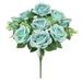 Set of 2 Light Turquoise Artificial Rose Flower Stem Bush Bouquet 18in - 18" L x 10" W x 10" DP