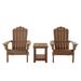 3 Piece Outdoor Patio Adirondack Chairs, All-Weather Bistro Set with End Table Set for Backyards Gardens Lawns Poolside