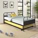 Twin Size Metal Daybed Platform Bed Frame With Trundle Built-in Casters