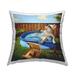 Stupell French Bulldog Relaxing Summer Pool Beverage Printed Outdoor Throw Pillow Design by Lucia Heffernan