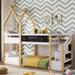 Twin over Twin House Bunk Bed with White Storage Staircase, Blackboards