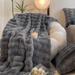 Faux Rabbit Fur Throw Blanket Washable Cute Plush Fuzzy Blanket