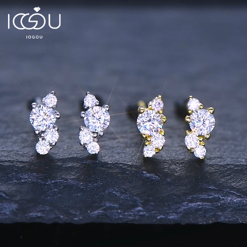 Iogou 0,09 Sterling Silber Moissan ite Ohr stecker für Frauen Mini Nudel Schmetterling kleine Ohrringe d Farbe d 2.5ct Schmuck Geschenke