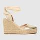 schuh venus ankle tie wedge sandals in gold