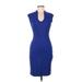 Rolla Coster Cocktail Dress Scoop Neck Sleeveless: Blue Solid Dresses - Women's Size Medium