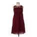 Max Studio Casual Dress - Party Crew Neck Sleeveless: Burgundy Solid Dresses - Women's Size Small