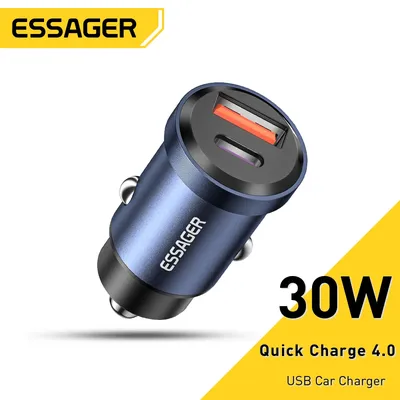 Essager USB Auto Ladegerät Schnell Ladung 4,0 QC 4,0 PD 3,0 SCP 5A Typ C 30W Schnelle Auto USB Image