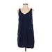 Old Navy Casual Dress - Shift V-Neck Sleeveless: Blue Solid Dresses - Women's Size Small