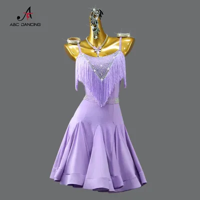 Neue Latin Dance Anzug Ballsaal Kleid Frau Sport Kostüm Mädchen Abend Midi Fringe Rock Dancewear Image