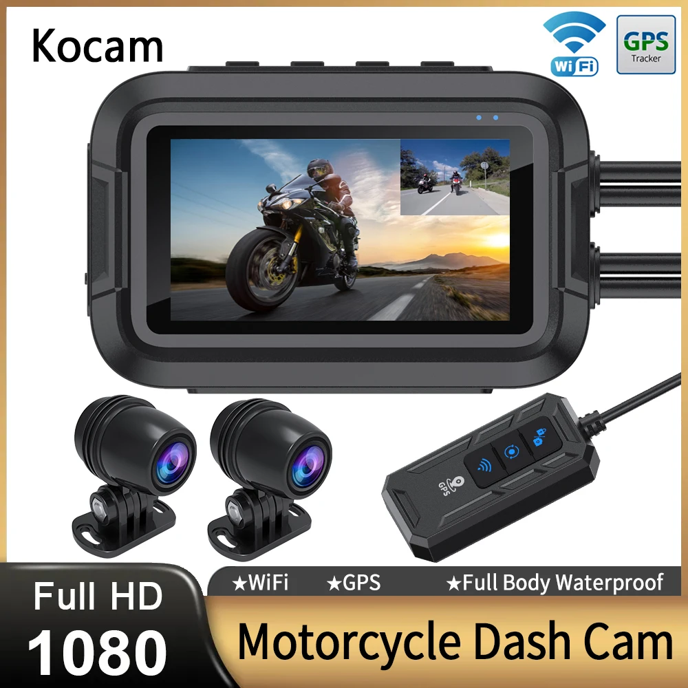 Dual 1080p Motorrad DVR Ganzkörper wasserdichte Moto-Kamera WiFi GPS Dash Cam vorne hinten fahren Video recorder Black Box Image