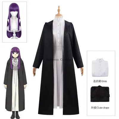 Frieren Fern Cosplay Kostüm Perücke Anime Frieren Beyond Journey's End Kleid Jacke Uniform Image