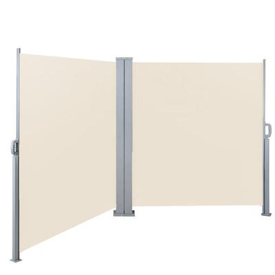 Doppelseitenmarkise ausziehbar freistehend Sichtschutz 600x200 cm Beige - Svita