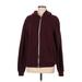 American Apparel Zip Up Hoodie: Burgundy Solid Tops - Women's Size Medium