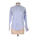 Ralph by Ralph Lauren Long Sleeve Button Down Shirt: Blue Print Tops - Women's Size 8