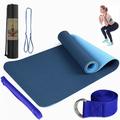 Tapis de yoga bicolore tpe6mm, ensemble de cinq pièces pour le sport, le fitness, les étirements, la ceinture de résistance en latex 2080, livrée avec une sangle de sac à dos