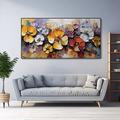 fleurs épanouies abstraites toile peinture à l'huile peinte à la main peinture de texture crème art mural fait à la main peinture florale 3d paysage artisanal boho art cadeau de noël décor de