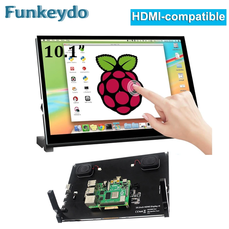 Raspberry Pi 5 10,1 Zoll IPS Touchscreen LCD Display 10,1" 1024X600 HDMI-kompatibler Mini-PC-Monitor für Raspberry Pi 3B+ 4B PS4 Image