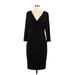 Lauren by Ralph Lauren Casual Dress - Party V Neck 3/4 sleeves: Black Solid Dresses - Women's Size 12