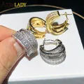 Luxus bling 5a Zirkonia Rechteck cz Kreis Creolen Ohrring klassische trend ige geometrische Frauen