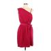 Express Cocktail Dress - Mini V Neck Sleeveless: Burgundy Print Dresses - Women's Size 10