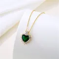 Neue leichte Luxus Vintage grün Zirkon Kristall Herz Edelstahl Halsketten für Frauen koreanische