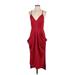 BCBGeneration Cocktail Dress - Party V-Neck Sleeveless: Red Print Dresses - Women's Size Small