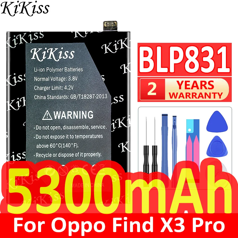 5300mah kikiss leistungs starke batterie blp831 für oppo find x3 pro x3pro cph2173 peem00 Image
