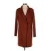 Kenneth Cole New York Jacket: Mid-Length Brown Print Jackets & Outerwear - Women's Size Small