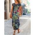 Robe droite femme maxi robe longue vert bleu gris bleu foncé manches courtes imprimé floral poche printemps été col rond décontracté 2023 s m l xl xxl xxxl