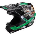 Troy Lee Designs SE4 Polyacrylite Carb MIPS Motocross Helm, schwarz-grün-silber, Größe M