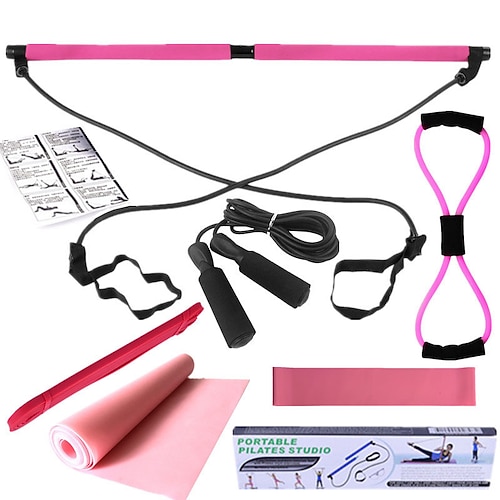 Pilates-Fitnessstange Acht-teiliges Set Latex-Widerstandsgürtel Elastischer Ring 8-förmiger Zieher Weihnachtsgeschenk Image