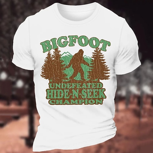 Männer Grafik T-Shirt Bigfoot Unbesiegter Versteckspiel-Champion Lustiges Kurzarm Image