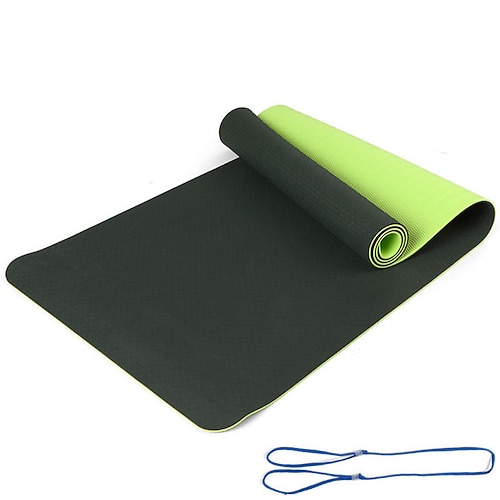 TPE 6 mm Zweifarbige Yogamatte Set aus fünf Teilen für Sport Fitness Stretching Latex 2080 Widerstandsband kommt mit Rucksackgurt Weihnachtsgeschenk
