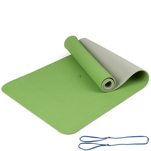 TPE 6 mm Zweifarbige Yogamatte Set aus fünf Teilen für Sport Fitness Stretching Latex 2080 Widerstandsband kommt mit Rucksackgurt Weihnachtsgeschenk