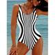 Damen Badeanzüge Einteiliger Bauchkontrolle Badeanzüge Geometrisch Vertikal Streifen Druck Rundhals Ärmellose Sportliche Badeanzüge Schwarz Weiß Sommer Strand Poolseite Mode Badeanzug