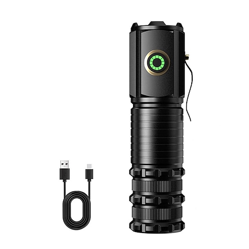 Hochleistungs-LED-Mini-Taschenlampe, starke magnetische LED-Taschenlampe mit 3 LEDs und Selbstverteidigungslampe, 5 Beleuchtungsmodi, hell, geeignet für Wanderlichter im Freien Image