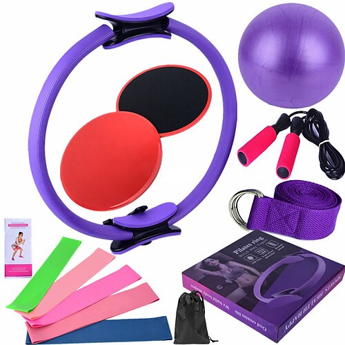 Yoga-Ball, 14-teiliges Set, Fitness-Pilates-Ring, Gleitplatte, Latex-elastischer Ring, Verlängerungsgürtel, Gummi-Springseil-Abdeckung
