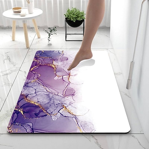 Badezimmer-Badematten mit Marmormuster, kreativer, saugfähiger Badezimmerteppich, Kieselgur, rutschfest Image
